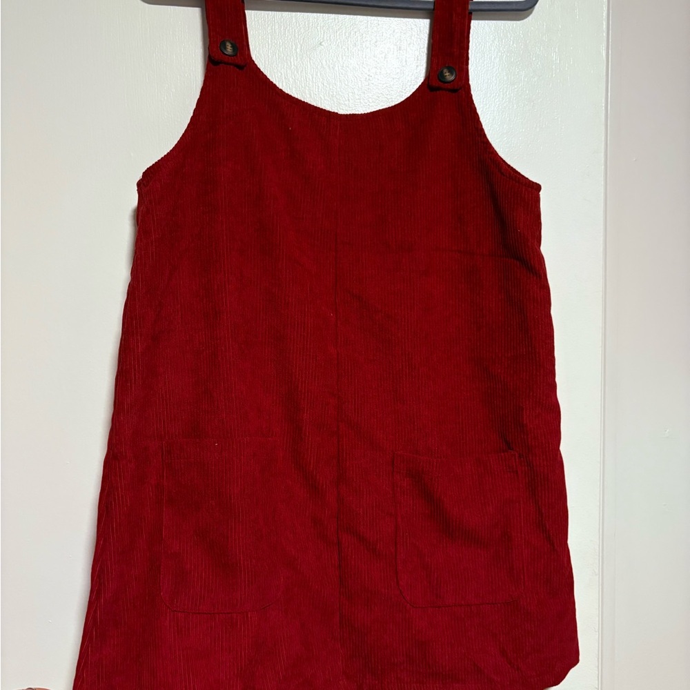Red Corduroy Pinafore Dress